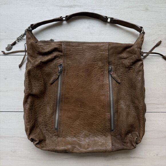 Olivia Harris Women's Hobo Handbag Brown Pebbled Leather Shoulder Purse Pockets - Picture 2 of 11